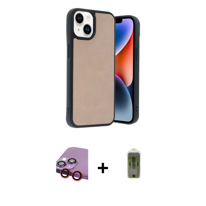 MARSİLYAN™- iPhone 14 Kılıf Kıvılcım Işık Serisi - Siyah Joko Magic 5D Hayalet Cam + Raze Metal Kamera Lens - KI
