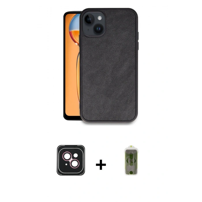 MARSİLYAN™- iPhone 14 Kılıf Kıvılcım Işık Serisi - Siyah Joko Magic 5D Hayalet Cam + PVD Metal Kamera Lens - PE