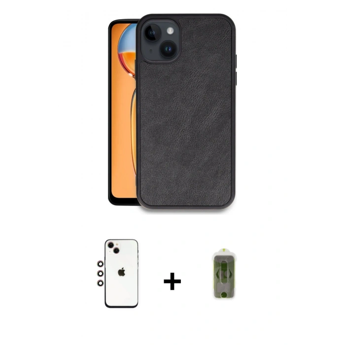 MARSİLYAN™- iPhone 14 Kılıf Kıvılcım Işık Serisi - Siyah Joko Magic 5D Hayalet Cam + Shine Kamera Lens - GI