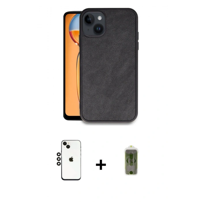 MARSİLYAN™- iPhone 14 Kılıf Kıvılcım Işık Serisi - Siyah Joko Magic 5D Hayalet Cam + Shine Kamera Lens - SH