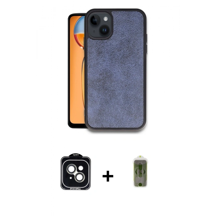 MARSİLYAN™- iPhone 14 Kılıf Kıvılcım Işık Serisi - Siyah Joko Magic 5D Hayalet Cam + PVD Metal Kamera Lens - YL