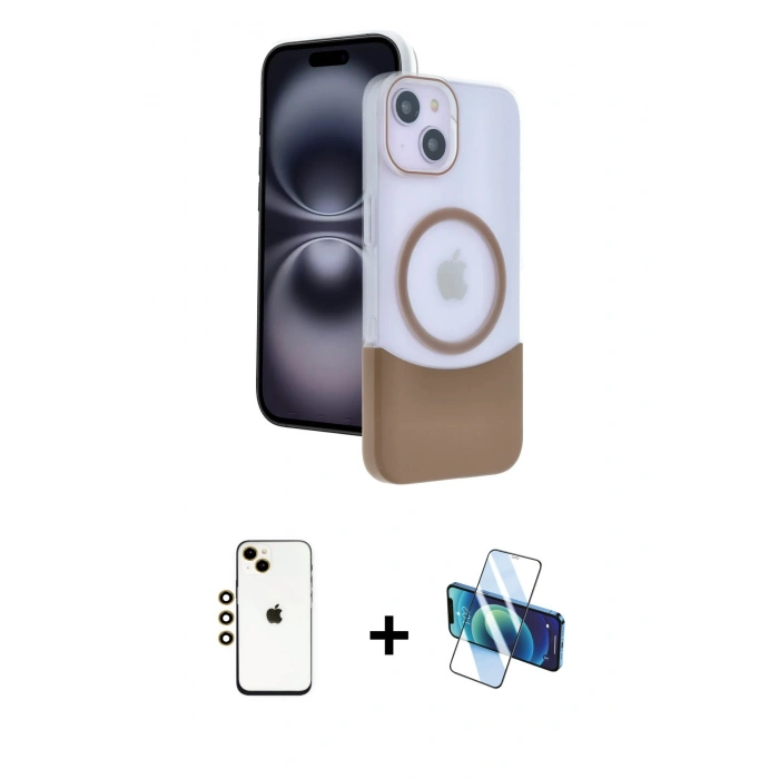 MARSİLYAN™- iPhone 14 Kılıf Kozmos Form Özel Seri - Siyah 3D Antistatik Cam Ekran Koruyucu + Shine Kamera Lens - GD