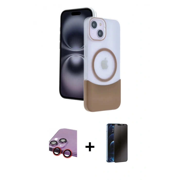 MARSİLYAN™- iPhone 14 Kılıf Kozmos Form Özel Seri - Siyah 3D Antistatik Hayalet Cam Ekran Koruyucu + Raze Metal Kamera Lens - KI