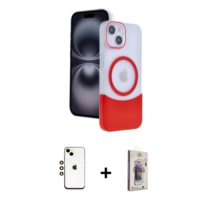 MARSİLYAN™- iPhone 14 Kılıf Kozmos Form Özel Seri - Siyah Bilvis 3D Cam Ekran Koruyucu + Shine Kamera Lens - GD