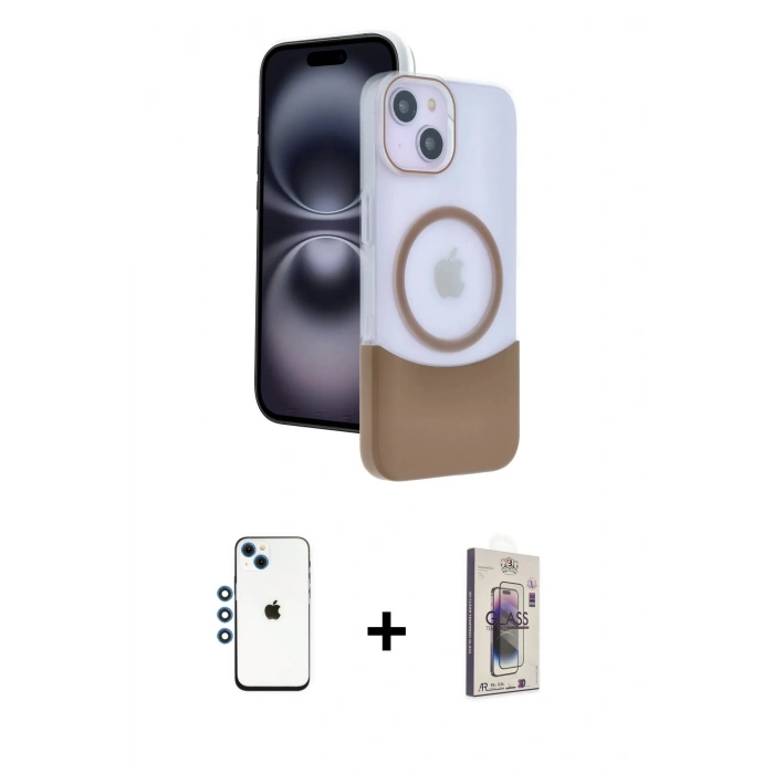 MARSİLYAN™- iPhone 14 Kılıf Kozmos Form Özel Seri - Siyah Bilvis 3D Cam Ekran Koruyucu + Shine Kamera Lens - MI