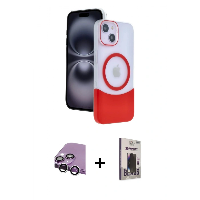 MARSİLYAN™- iPhone 14 Kılıf Kozmos Form Özel Seri - Siyah Bilvis Hayalet Cam Ekran Koruyucu + Raze Metal Kamera Lens - GS