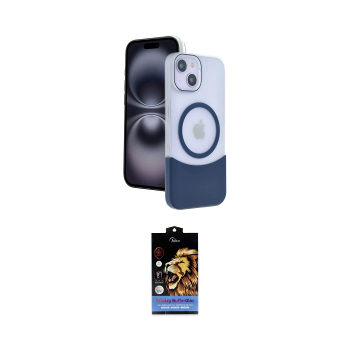 MARSİLYAN™- iPhone 14 Kılıf Kozmos Form Özel Seri - Siyah Buffer Hayalet Cam Ekran Koruyucu
