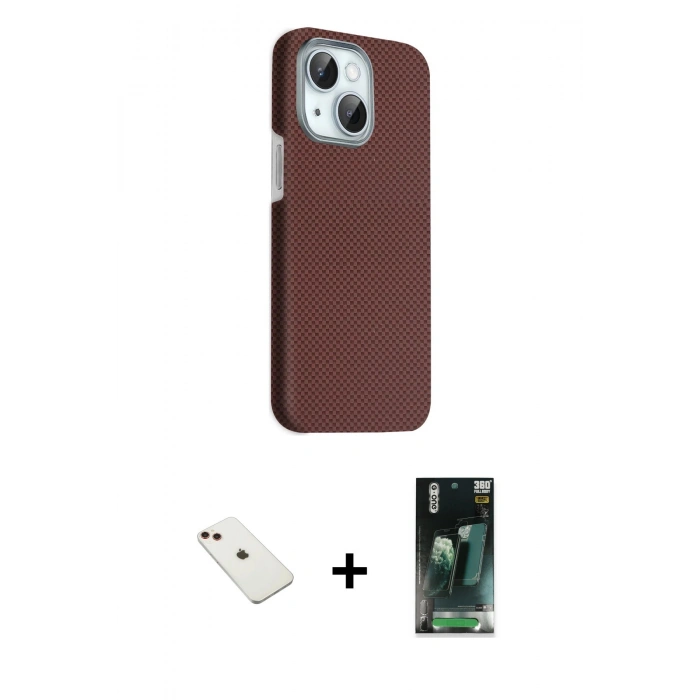 MARSİLYAN™- iPhone 14 Kılıf Kozmos Klasik Prime - Şeffaf 360 Full Body Arka Koruyucu + Diamond Kamera Lens - KI
