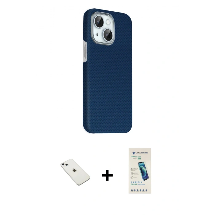 MARSİLYAN™- iPhone 14 Kılıf Kozmos Klasik Prime - Şeffaf Pasifik Cam Ekran Koruyucu + Diamond Kamera Lens - SABE