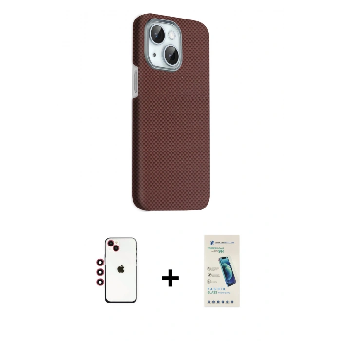 MARSİLYAN™- iPhone 14 Kılıf Kozmos Klasik Prime - Şeffaf Pasifik Cam Ekran Koruyucu + Shine Kamera Lens - KI