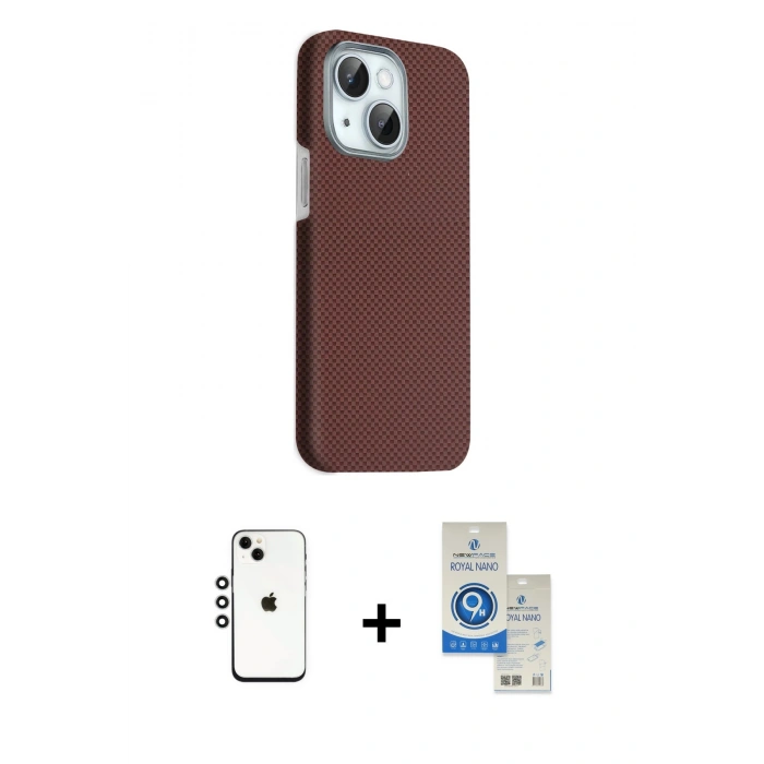 MARSİLYAN™- iPhone 14 Kılıf Kozmos Klasik Prime - Şeffaf Royal Nano Ekran Koruyucu + Shine Kamera Lens - GS