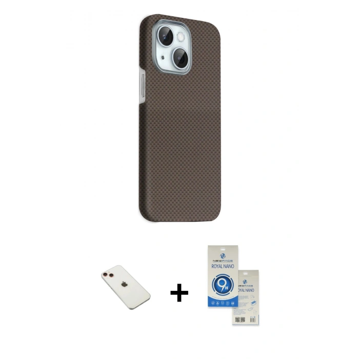 MARSİLYAN™- iPhone 14 Kılıf Kozmos Klasik Prime - Şeffaf Royal Nano Ekran Koruyucu + Diamond Kamera Lens - KI