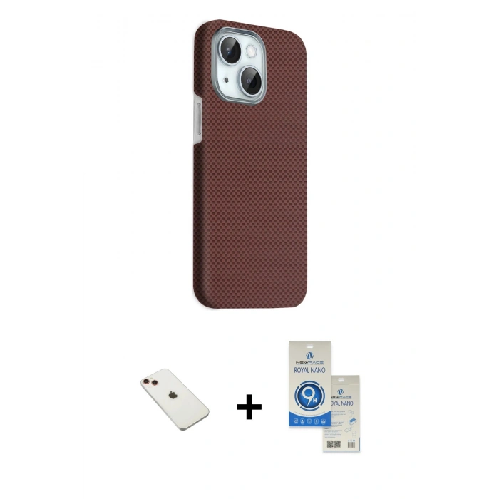 MARSİLYAN™- iPhone 14 Kılıf Kozmos Klasik Prime - Şeffaf Royal Nano Ekran Koruyucu + Diamond Kamera Lens - KI