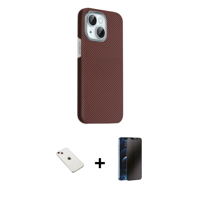 MARSİLYAN™- iPhone 14 Kılıf Kozmos Klasik Prime - Siyah 3D Antistatik Hayalet Cam Ekran Koruyucu + Diamond Kamera Lens - PE