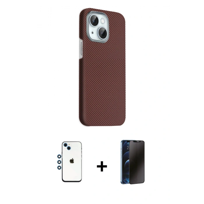 MARSİLYAN™- iPhone 14 Kılıf Kozmos Klasik Prime - Siyah 3D Antistatik Hayalet Cam Ekran Koruyucu + Shine Kamera Lens - MI