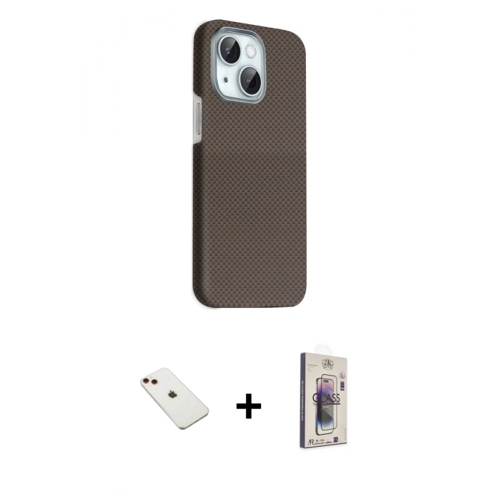 MARSİLYAN™- iPhone 14 Kılıf Kozmos Klasik Prime - Siyah Bilvis 3D Cam Ekran Koruyucu + Diamond Kamera Lens - KI