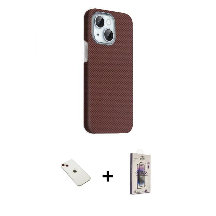 MARSİLYAN™- iPhone 14 Kılıf Kozmos Klasik Prime - Siyah Bilvis 3D Cam Ekran Koruyucu + Diamond Kamera Lens - KI