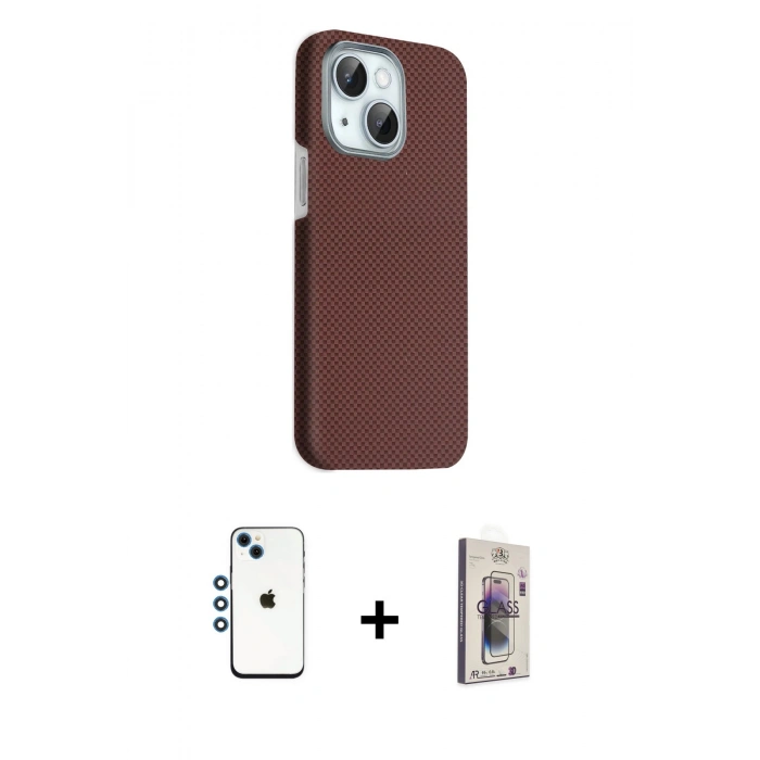 MARSİLYAN™- iPhone 14 Kılıf Kozmos Klasik Prime - Siyah Bilvis 3D Cam Ekran Koruyucu + Shine Kamera Lens - MI
