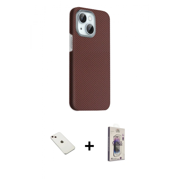 MARSİLYAN™- iPhone 14 Kılıf Kozmos Klasik Prime - Siyah Bilvis 3D Cam Ekran Koruyucu + Diamond Kamera Lens - PE
