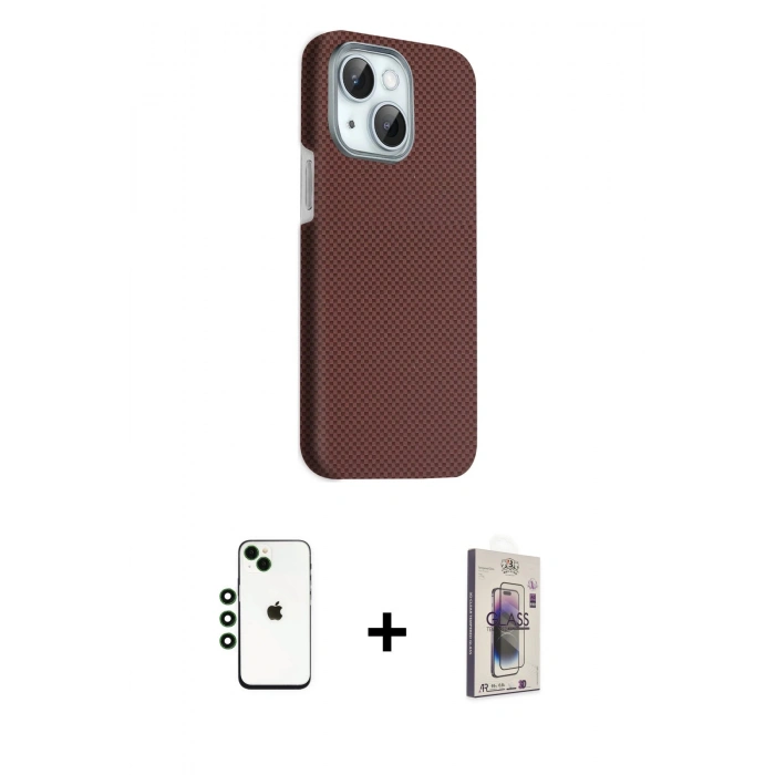 MARSİLYAN™- iPhone 14 Kılıf Kozmos Klasik Prime - Siyah Bilvis 3D Cam Ekran Koruyucu + Shine Kamera Lens - YL