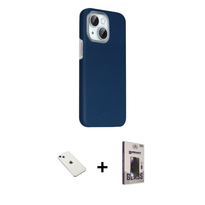 MARSİLYAN™- iPhone 14 Kılıf Kozmos Klasik Prime - Siyah Bilvis Hayalet Cam Ekran Koruyucu + Diamond Kamera Lens - PE