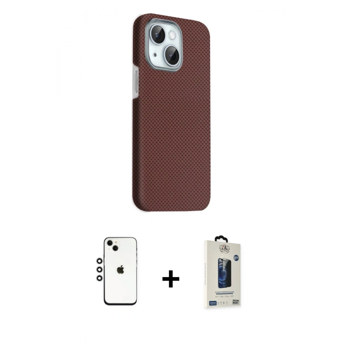 MARSİLYAN™- iPhone 14 Kılıf Kozmos Klasik Prime - Siyah Bilvis Hayalet Cam Ekran Koruyucu + Shine Kamera Lens - GS
