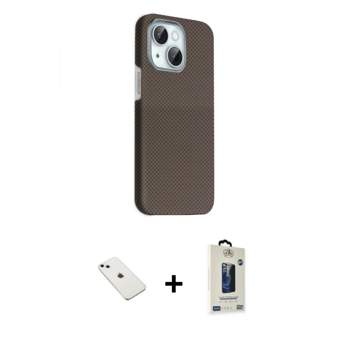 MARSİLYAN™- iPhone 14 Kılıf Kozmos Klasik Prime - Siyah Bilvis Hayalet Cam Ekran Koruyucu + Diamond Kamera Lens - SABE