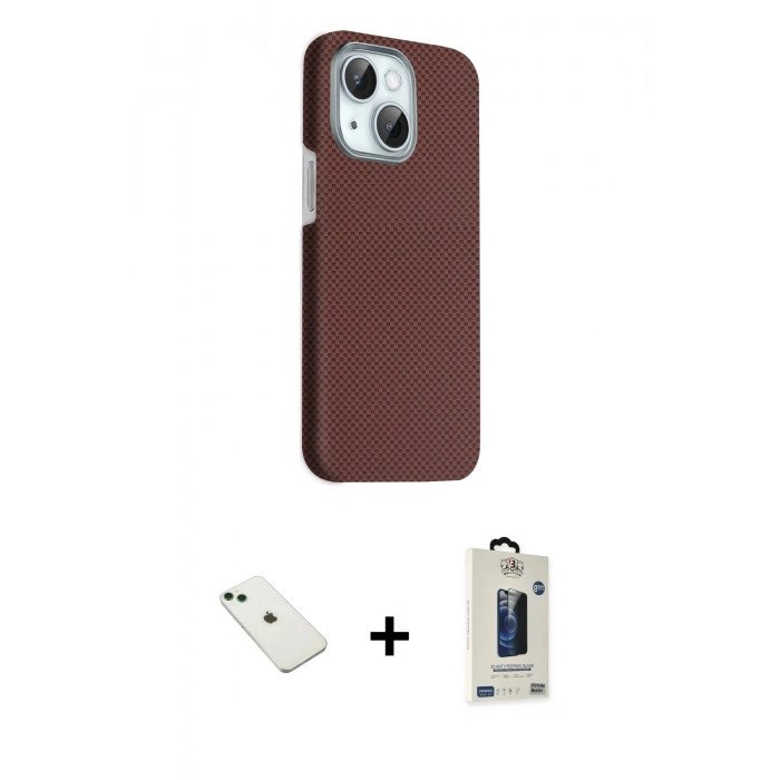 MARSİLYAN™- iPhone 14 Kılıf Kozmos Klasik Prime - Siyah Bilvis Hayalet Cam Ekran Koruyucu + Diamond Kamera Lens - YL