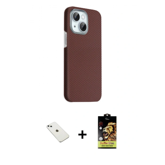 MARSİLYAN™- iPhone 14 Kılıf Kozmos Klasik Prime - Siyah Buffer Cam Ekran Koruyucu + Diamond Kamera Lens - SABE