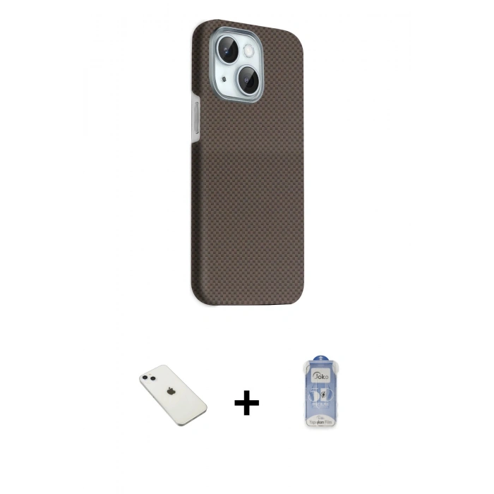 MARSİLYAN™- iPhone 14 Kılıf Kozmos Klasik Prime - Siyah Joko Magic 5D Cam + Diamond Kamera Lens - SABE