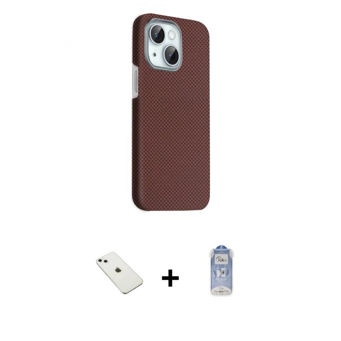 MARSİLYAN™- iPhone 14 Kılıf Kozmos Klasik Prime - Siyah Joko Magic 5D Cam + Diamond Kamera Lens - SABE