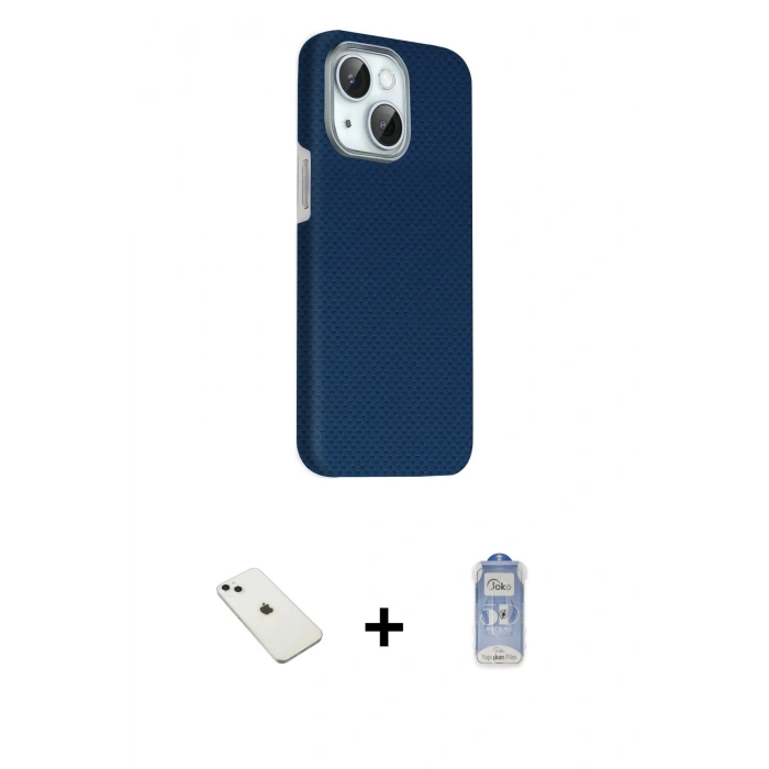 MARSİLYAN™- iPhone 14 Kılıf Kozmos Klasik Prime - Siyah Joko Magic 5D Cam + Diamond Kamera Lens - SABE