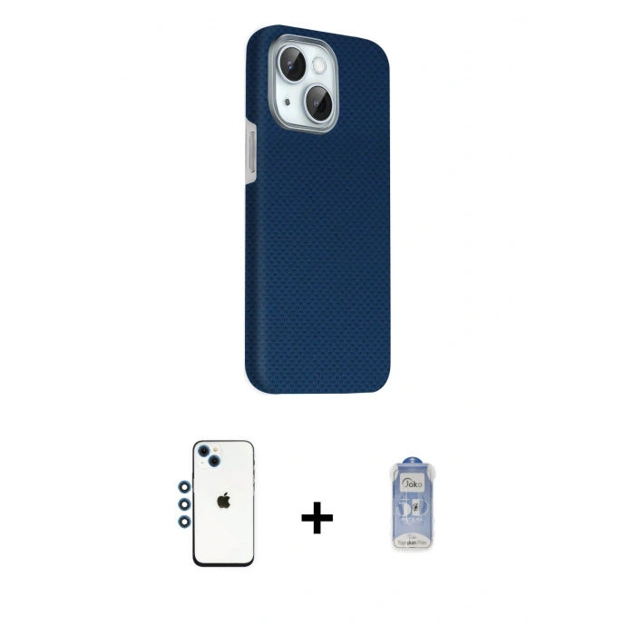 MARSİLYAN™- iPhone 14 Kılıf Kozmos Klasik Prime - Siyah Joko Magic 5D Cam + Shine Kamera Lens - MI