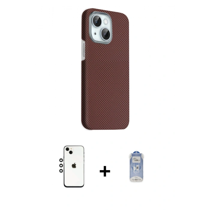 MARSİLYAN™- iPhone 14 Kılıf Kozmos Klasik Prime - Siyah Joko Magic 5D Cam + Shine Kamera Lens - GS