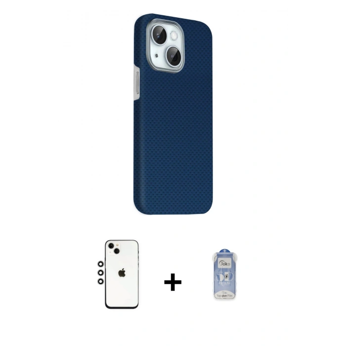 MARSİLYAN™- iPhone 14 Kılıf Kozmos Klasik Prime - Siyah Joko Magic 5D Cam + Shine Kamera Lens - GS