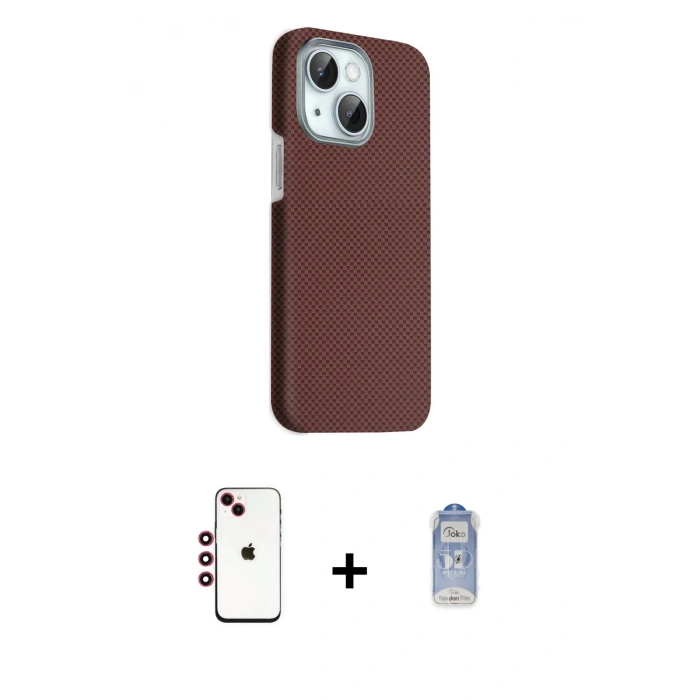 MARSİLYAN™- iPhone 14 Kılıf Kozmos Klasik Prime - Siyah Joko Magic 5D Cam + Shine Kamera Lens - KI