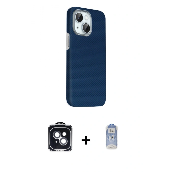 MARSİLYAN™- iPhone 14 Kılıf Kozmos Klasik Prime - Siyah Joko Magic 5D Cam + PVD Metal Kamera Lens - SH