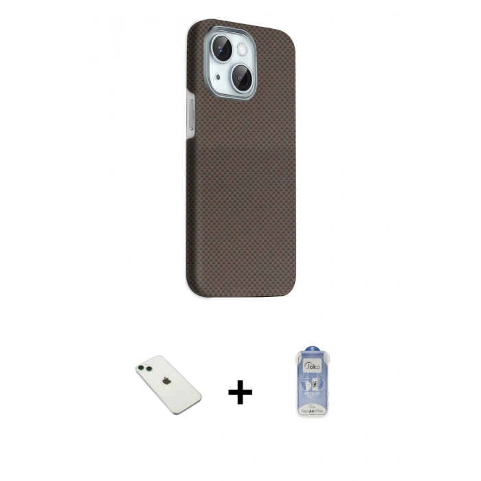 MARSİLYAN™- iPhone 14 Kılıf Kozmos Klasik Prime - Siyah Joko Magic 5D Cam + Diamond Kamera Lens - YL