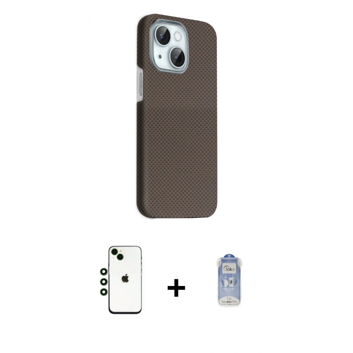 MARSİLYAN™- iPhone 14 Kılıf Kozmos Klasik Prime - Siyah Joko Magic 5D Cam + Shine Kamera Lens - YL
