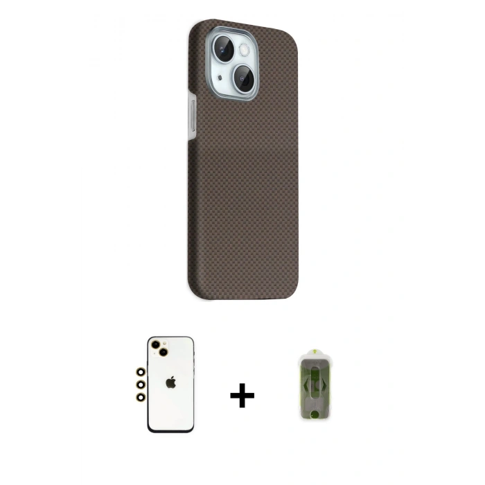 MARSİLYAN™- iPhone 14 Kılıf Kozmos Klasik Prime - Siyah Joko Magic 5D Hayalet Cam + Shine Kamera Lens - GD