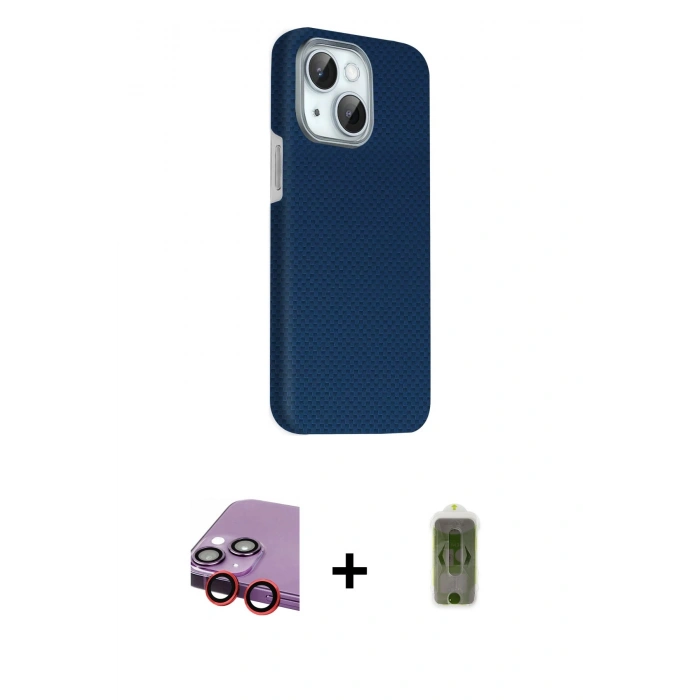 MARSİLYAN™- iPhone 14 Kılıf Kozmos Klasik Prime - Siyah Joko Magic 5D Hayalet Cam + Raze Metal Kamera Lens - KI