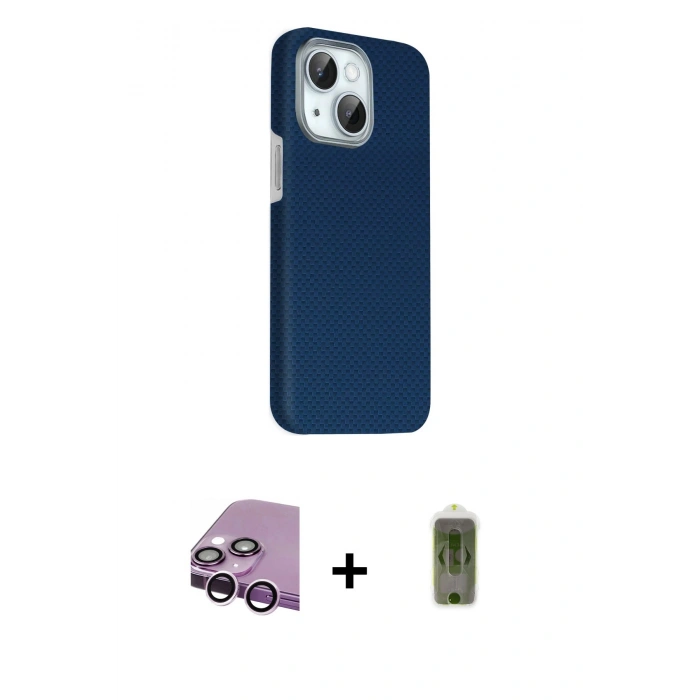MARSİLYAN™- iPhone 14 Kılıf Kozmos Klasik Prime - Siyah Joko Magic 5D Hayalet Cam + Raze Metal Kamera Lens - MR