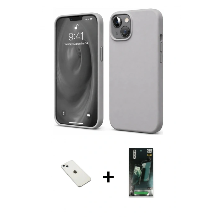 MARSİLYAN™- iPhone 14 Kılıf Kozmos Yansıma Özel Seri - Şeffaf 360 Full Body Arka Koruyucu + Diamond Kamera Lens - SABE