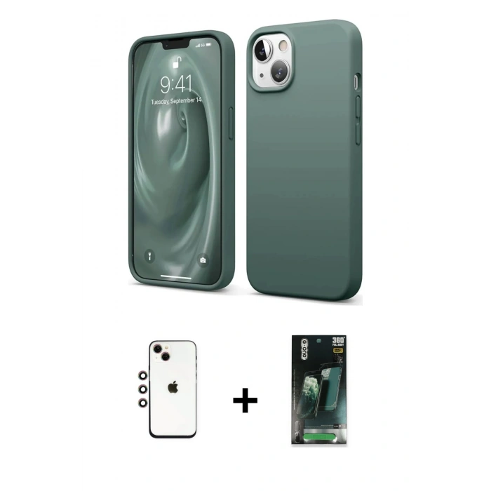 MARSİLYAN™- iPhone 14 Kılıf Kozmos Yansıma Özel Seri - Şeffaf 360 Full Body Arka Koruyucu + Shine Kamera Lens - GI