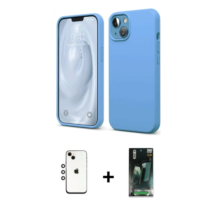 MARSİLYAN™- iPhone 14 Kılıf Kozmos Yansıma Özel Seri - Şeffaf 360 Full Body Arka Koruyucu + Shine Kamera Lens - GI