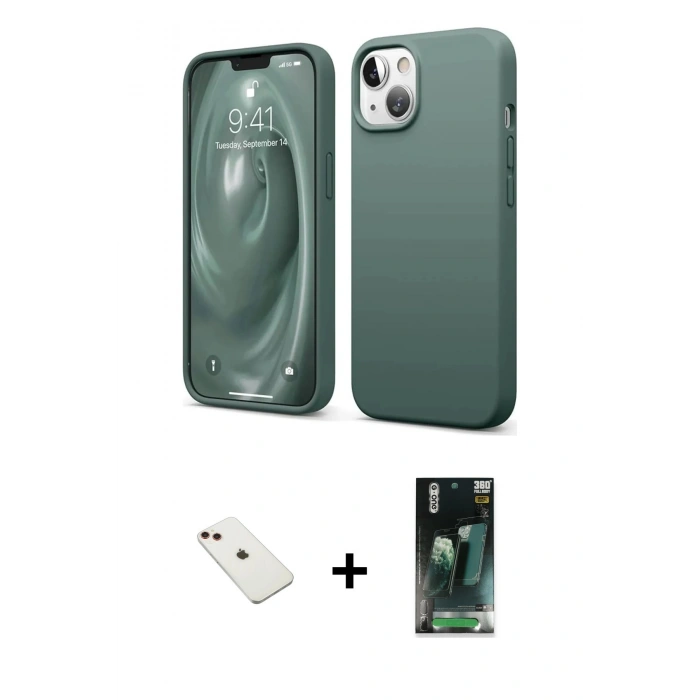 MARSİLYAN™- iPhone 14 Kılıf Kozmos Yansıma Özel Seri - Şeffaf 360 Full Body Arka Koruyucu + Diamond Kamera Lens - KI