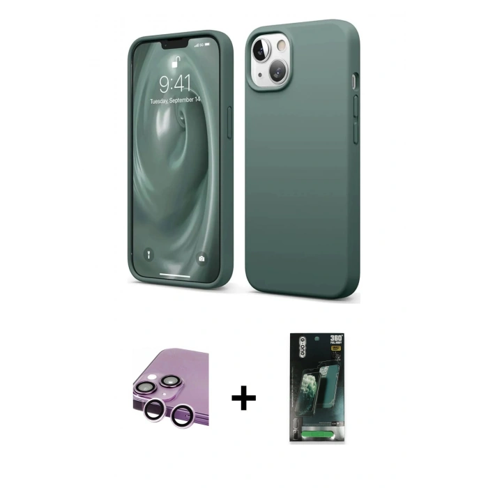 MARSİLYAN™- iPhone 14 Kılıf Kozmos Yansıma Özel Seri - Şeffaf 360 Full Body Arka Koruyucu + Raze Metal Kamera Lens - MR