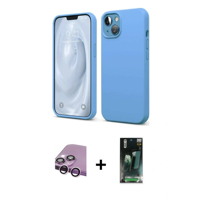 MARSİLYAN™- iPhone 14 Kılıf Kozmos Yansıma Özel Seri - Şeffaf 360 Full Body Arka Koruyucu + Raze Metal Kamera Lens - MR