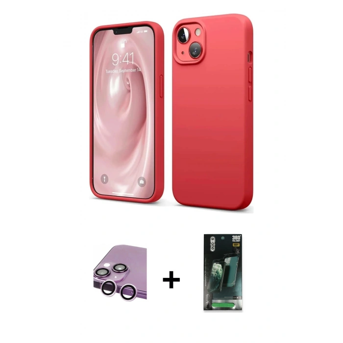 MARSİLYAN™- iPhone 14 Kılıf Kozmos Yansıma Özel Seri - Şeffaf 360 Full Body Arka Koruyucu + Raze Metal Kamera Lens - MR