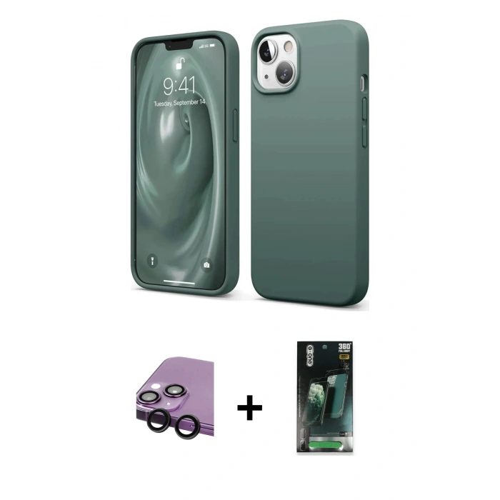 MARSİLYAN™- iPhone 14 Kılıf Kozmos Yansıma Özel Seri - Şeffaf 360 Full Body Arka Koruyucu + Raze Metal Kamera Lens - SH